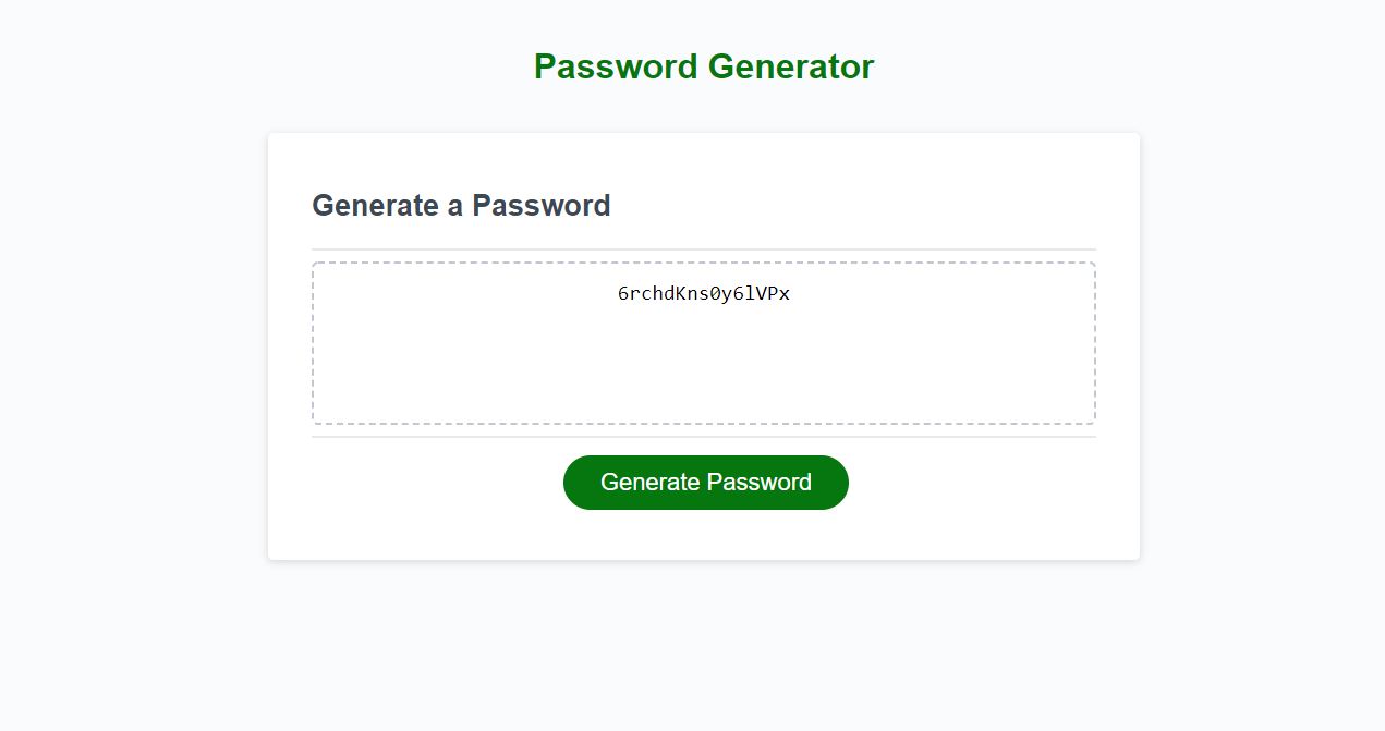 screenshot of simple password generator