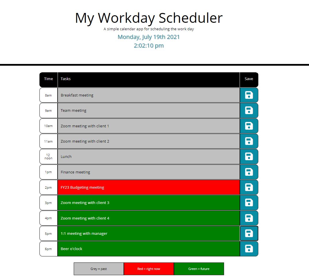 screenshot of hourly workday scheduler with color-coding