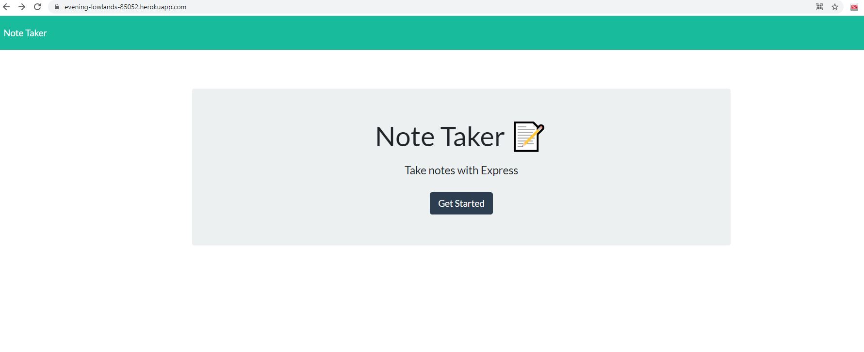 screenshot of note taker app